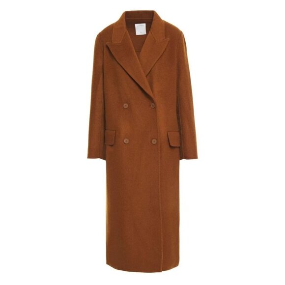 NWT Sandro Hazeen in Noisette Brown Double Faced Wool Fringe Coat 42 / 10 - Picture 1 of 11